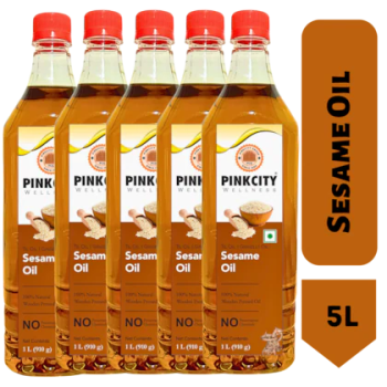 Pinkcity Wellness 5L Pure Sesame Oil | Til Oil |  1 Litre x 5